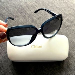 Chloe Navy Blue Oversized Sunglasses